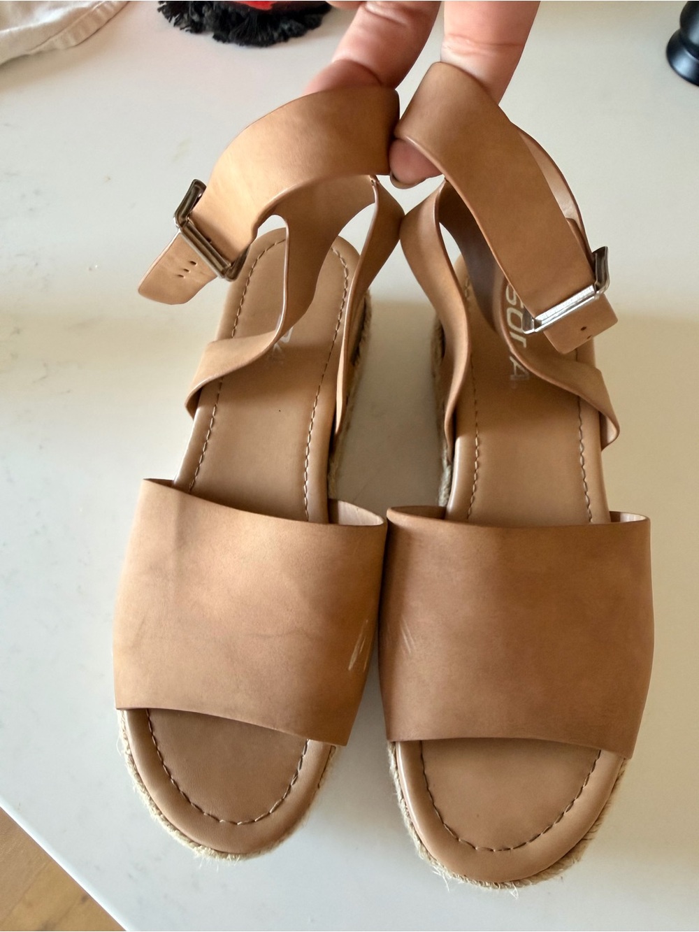 SODA Women's Tan Leather Ankle-Strap Sandals